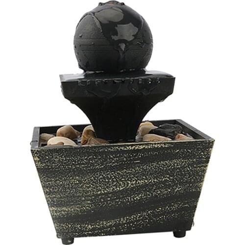 Water Fountain Light TableTop Ornaments Art Crafts Landscape Waterfall Scene Basin Home Living Room Decor