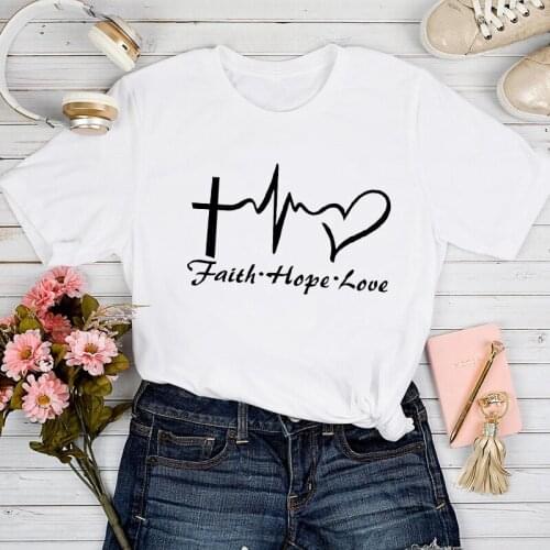 T-shirts Summer Spring 90s Tshirt Top Lady Graphic Female Print Clothes Tee T-Shirt Women Heartbeat Love Geometric Ladies Cute
