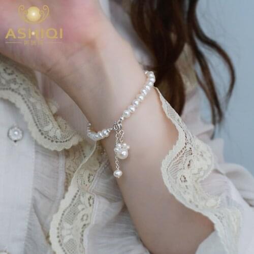 ASHIQI Natural Freshwater Pearl Bracelet Kitten Claw Pendant 925 Sterling Silver Womens Jewelry 2021 New