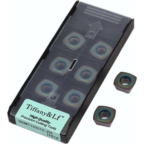 10Pcs SDMT120512-PH TF618 Milling Turning Tool SDMT150512-PH TF618 Carbide Inserts CNC Lathe Tools U Drill Hardened Steel Cutter