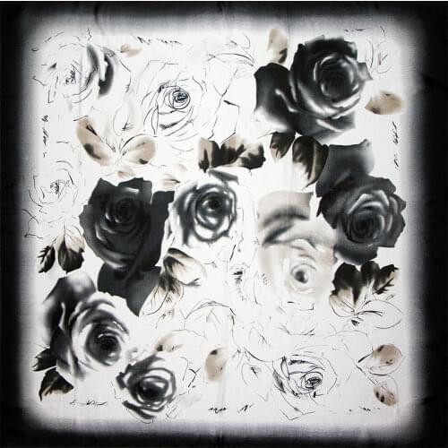 100% Silk Scarf Women Scarf Rose Hijab Scarf Silk Bandana Flower 2019 Top Middle Square Silk Scarf Silk Wrap Hot Gift for Lady