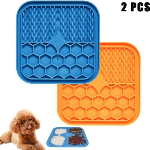 Pet Treat Dispensing Pads Feeding Cats Dogs Licking Bowls Dog Feeding Lick Pad Cats Dog Licky Mat Slower Feeder Pad 2 pcs