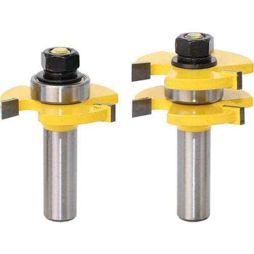 2 Pcs 8mm Shank Tongue Groove Joint Assemble Router Bits T-Slot Milling Cutter For Wood Woodwork Cutting Tools