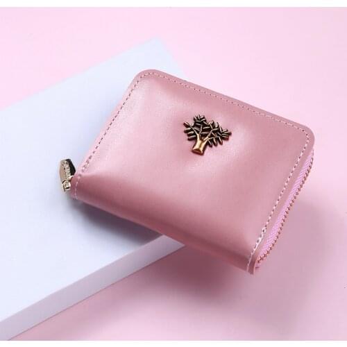 2021 New Fashion Wallet for Womens Leaf Luxury Purses Ladies Short Zipper Card Holder Female Solid Color Girls Coin Bags