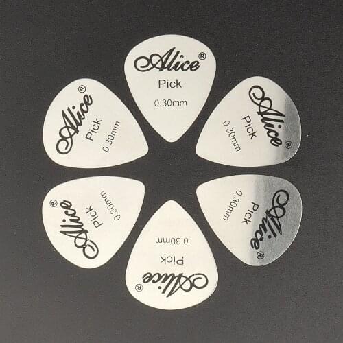 5Pcs/10Pcs Metal Guitar Pick 0.3mm Thin Durable Silver Color Professional Bass Ukelele Guitar Picks