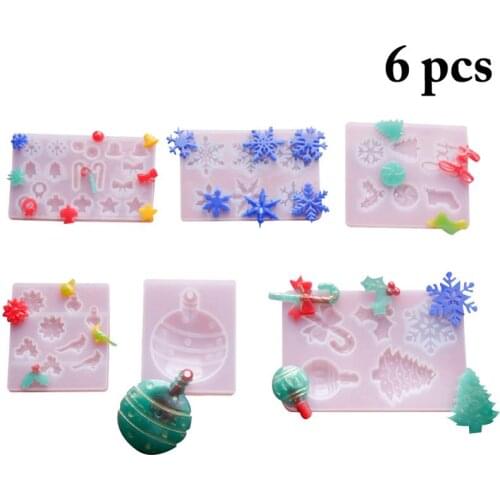 6pcs Christmas Pendant Mold Set Snowflake Resin Mold Xmas Epoxy Mold Epoxy Resin Mold DIY Jewelry Tools And Accessories
