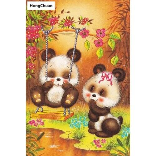 Diamond embroidery, cartoon panda, 5d diamond painting square, round diamond inlaid, rhinestone picture, cross stitch, new year