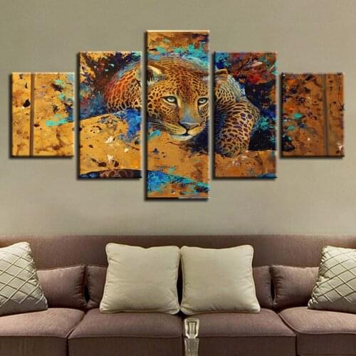 Diamond painting 5 pieces Abstract animal Leopard canvas painting diamond embroidery for living room on the wall home L893