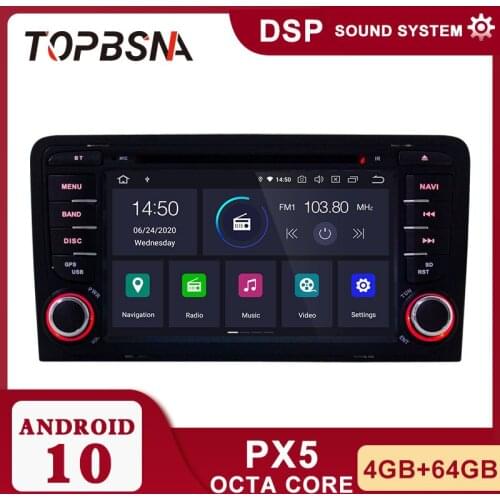 TOPBSNA 2 Din Android 10 Car Multimedia Player for AUDI A3 S3 RS3 2002-2011 WIFI GPS Navigation Stereo automotive RDS Audio Auto