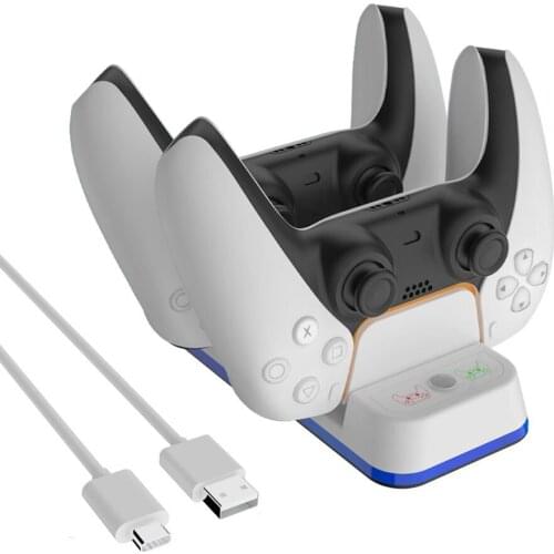 Wireless Control Charger for DualSense Dual USB Type C Charging Dock Station Cradle with Indicator USB Cable for PlayStation5PS5