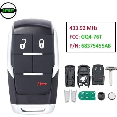 DIYKEY for 2019-2020 Dodge RAM 2500 3500 4500 5500 Keyless Remote Smart Key Fob 433.92MHz 4A Chip FCC: GQ4-76T 68375455AB
