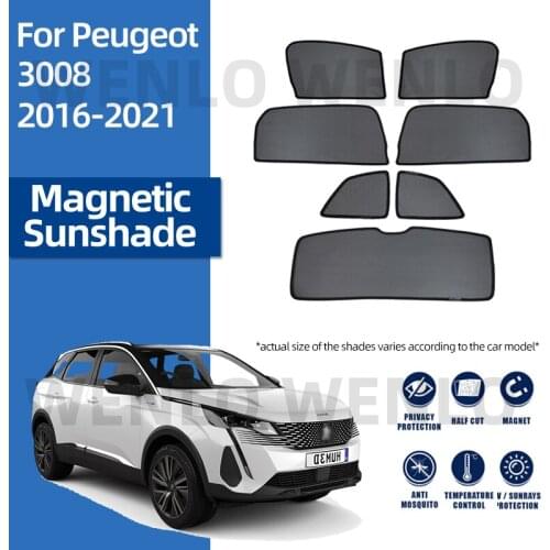 For Peugeot 3008 2016-2021 Protective Sunshade Magnetic Mesh Nylon Sunshield Sun Protection Visor Car Curtains Window Screen Net