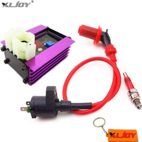 Racing Adjuster AC CDI + GY6 Ignition Coil + 3 Electrode A7TC Spark Plug For GY6 50cc QMB139 125cc 150cc ATV Quad Scooter Moped