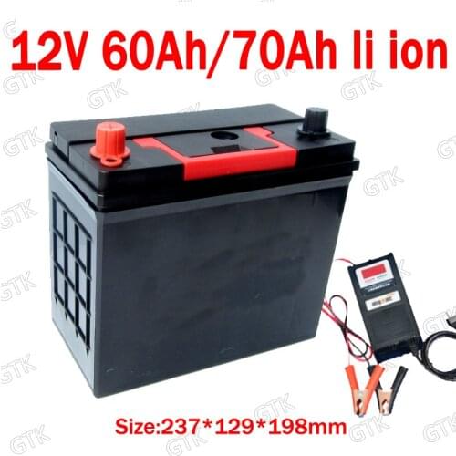 GTK 12V 60Ah waterproof 12v 70Ah lithium ion battery with BMS for 750W Solar energy storage golf trolly inverter + 5A charger