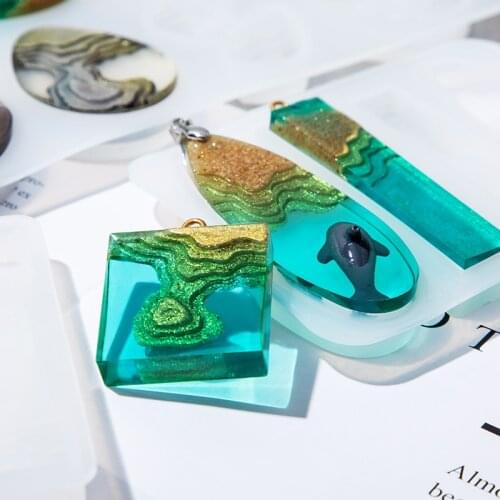 DIY Island Resin Mold Silicone Necklace Pendant Jewelry Making Tools Keychain Pendant Craft