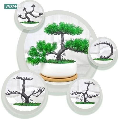 Artificial plant bonsai branch green small tree plant handmade DIY fake flower potted home decoration hotel garden decoration
