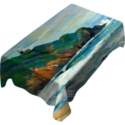 Exquisite Seaside Landscape Painting Tablecloth Indoor And Outdoor Art Decoration