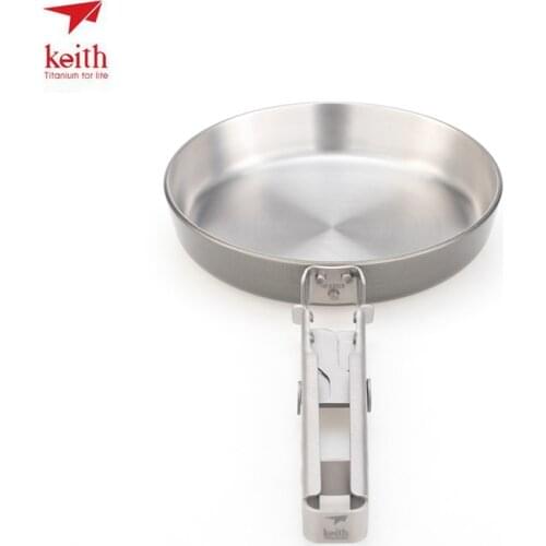 Keith Titanium Frying Pan 122g Ultralight Folding Pans 140ml Fried Steak Cooking Eggs Portable Outdoor Camp Picnic Cooker Ti6032