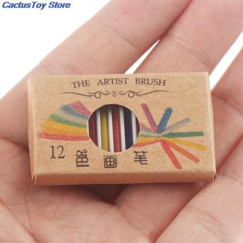 MYPANDA Mini Dollhouse Miniature Crayon Doll House Accessories 1 Set 12colours for 1:6 or 1:12 Dollhouse Dolls House Decoration