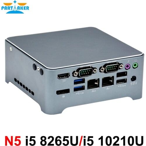 Partaker N5 Fanless Industrial computer Nano Nuc dual ethernet lan Core i5 8265U i5 10210U mini pc For Office home school