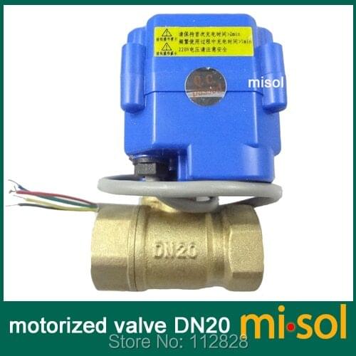 Motorized valve brass, G3/4" DN20, 2 way, CR05, electrical valve, motorized ball valve