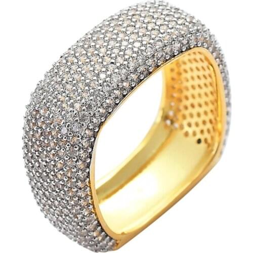 New Hip Hop Ring Jewelry fashion Mens Brass Micro Pave CZ Ring Iced Out AAA+Cubic Zircon Wedding Geometric Square Ring Gifts