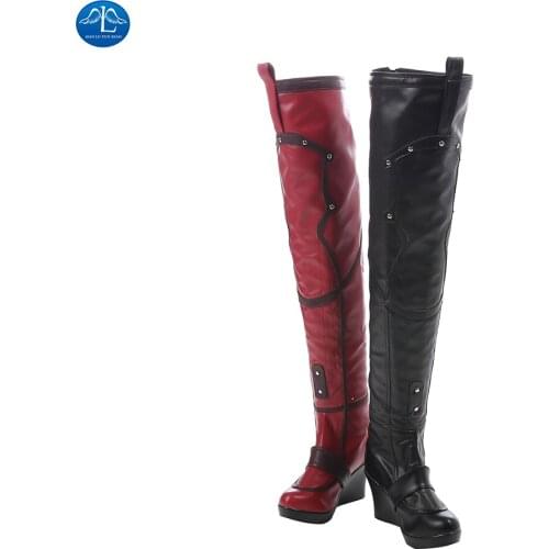 MANLUYUNXIAO New Arrival Women Boots Arkham Knight Female Joker Leather Shoes Halloween Carnaval Cosplay Boots
