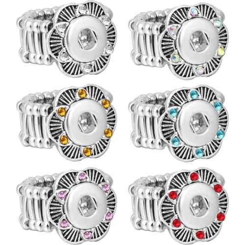 New Snap Jewelry Vintage Crystal 12mm Snap Button Rings Adjustable Jewelry for Snap Buttons DIY Ginger Charms Snap Ring