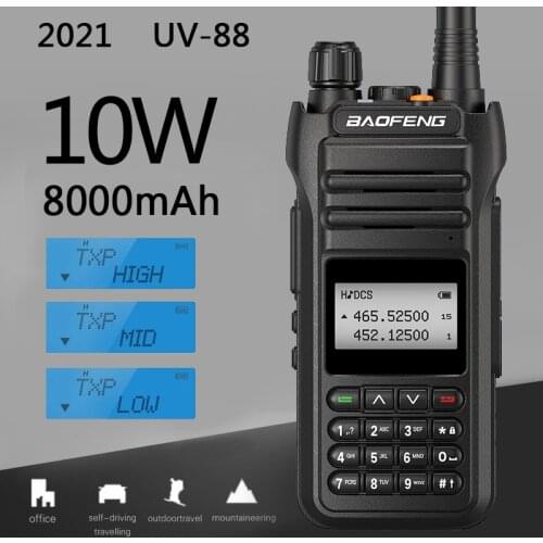 New 10W Baofeng UV-88 Tri-power 10/5/1W Walkie Talkie Dual Band High Power Long Range 30KM Transceiver UV88 huntingUV-5R UV-9R