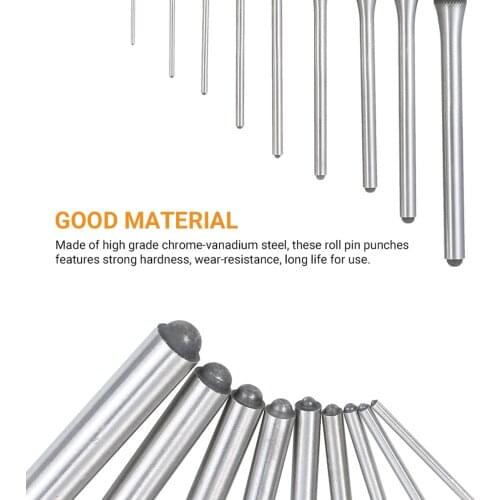 Hand 9 Pieces Roll Pin Punch Set Steel Punches Pin Removing Tool with Carrying Case for Jewelers Watchmakers Tool Set