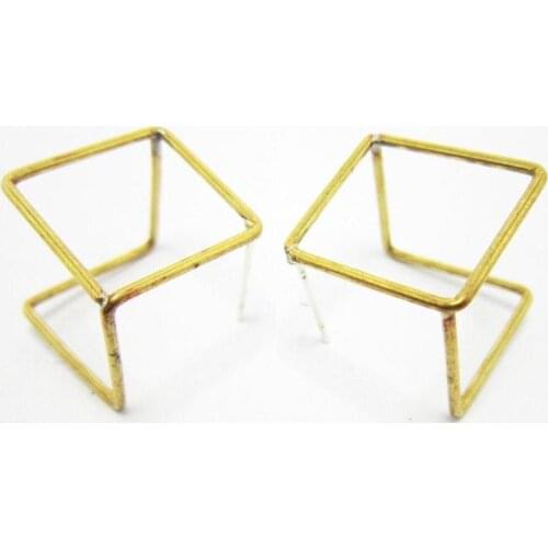 Brass earrings stud 15x15mm Frame cube Raw brass ear stud Geometric earings 925 Silver needle R1022