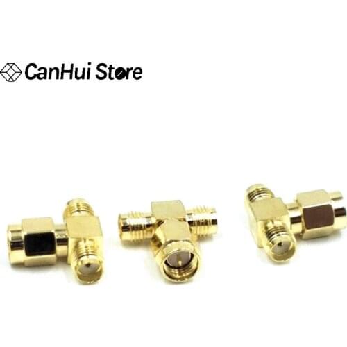 2ps SMA Male Hole to Two SMA Female Neelde Triple T RF Adapter Connector 3Way Splitter SMA-JKK SMA-KJK Copper RF Radio Frequency