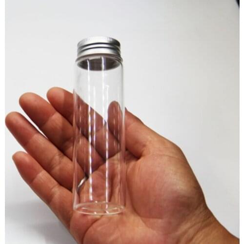 100pcs 37*120mm 100ml Glass Perfume Oil Spice Food Liquid Candy Bottles Jars Vials With Silver Screw Cap DIY Craft Wedding Dcor