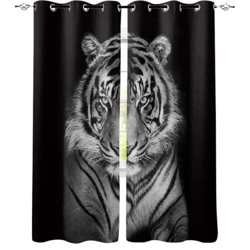 Tiger Animal Black Blackout Curtains For Living Room Window Curtains For Bedroom Kitchen Curtains Drapes Blinds