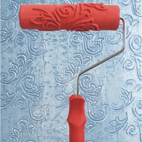 Embossed Painting Roller Sleeves Brush With Plastic Handle Wall Decor Tool 7"