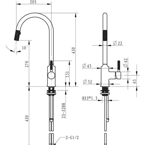 Vidric Pull Out Kitchen Faucet Brushed Bronze Gold Kitchen Sink Water Tap 360 Rotation Kitchen Mixer Tap Single lever Mixer Tap