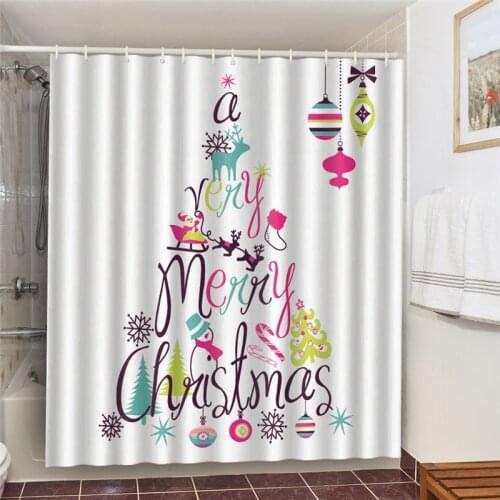 Halloween Series Snowman Santa Claus Shower Curtain Windproof Bathroom Decoration Home Furnishing