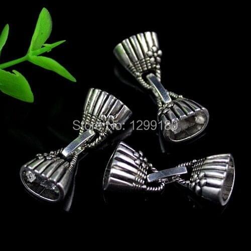 20 Sets/lot Antique Silver Fold Over Lobster Clasp Necklace Hook Fings bails for Pendant DIY Bracelet Clasp Hole:7x10mm (K00540)