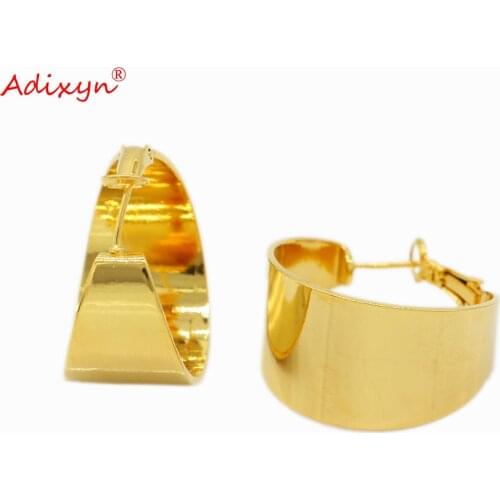 Adixyn Luxury Hoop Earrings for Women Gold Color Copper Earrings Female Jewelry Wedding Accessories Gifts N04217