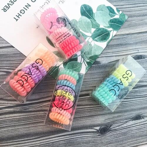 1 Set Elastic Hair Bands Accessories No Crease Coil Headwear Women Hair Rope Spiral Shape Hair Ties Gum Telephone Wire