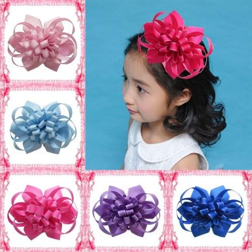 10 pcs BLESSING Happy Girl Hair 4.5-5"B- Lotus Loopy Puffs Bows Clips