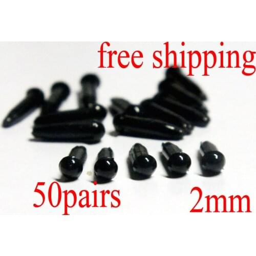 100Pcs 2mm Japanese Black Animal Safety Eyes Plastic Eyes
