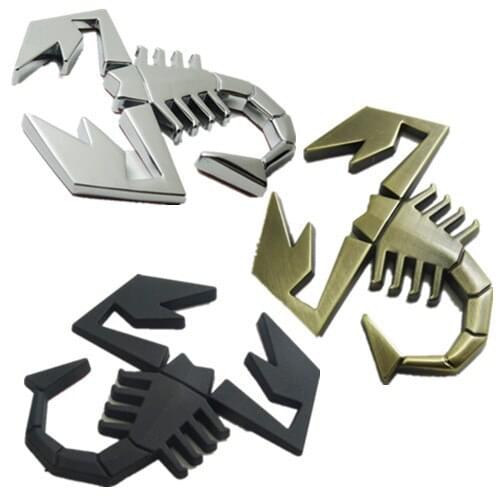 1X New 3D Metal Scorpion Car Badge Emblem Car Stickers for Kia Byd Fiat Adhesive Logo Decoration 7CM*6.4CM