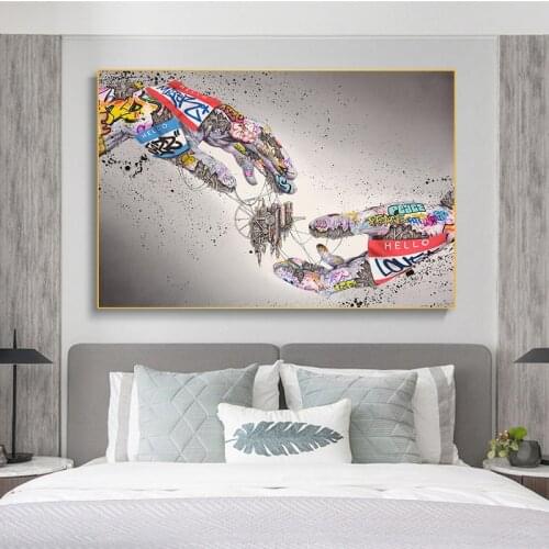 Abstract Mechanical Hands Canvas Paintings on The Wall Poster and Prints Graffiti Street Wall Art Canvas Picture for Living Room