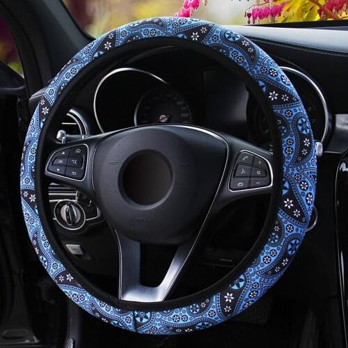 Car Interior Accessories Steering Wheel Cover Car-styling Bohemia Style 37-38CM Diameter Floral Print