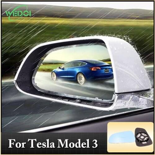 WEDOI Car Rear View Mirror Rainproof Stickers For Tesla Model 3 2017-2020 Blind Spot Mirror Covers For Tesla