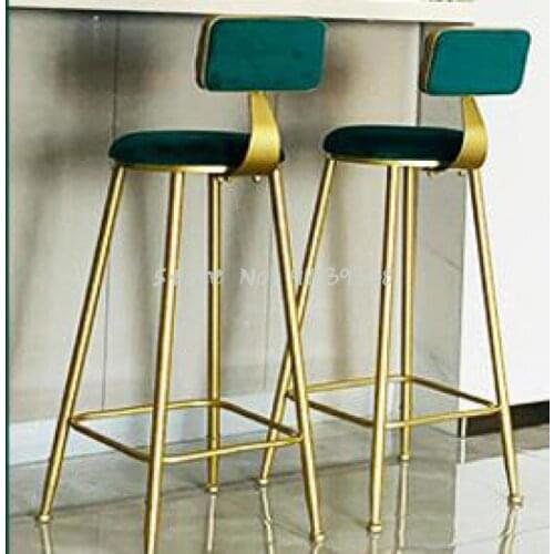 Bar Chair Modern Simple High Stool Iron Bar Chair Family Bar Stool Coffee Milk Tea Shop Back High Stool