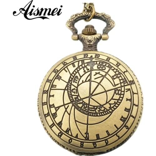 Free Shopping Pocket watch wholesale antique fashion High Quality vertebra retro alloy compass pocket watch