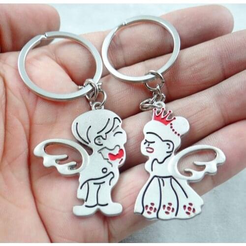 Alloy Keyring angel carving key chain car pendant key chain free shipping 1 pairs