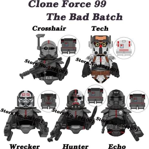 The Bad Batch Clone Troopers Hunter Crosshair Tech Wrecker Echo Building Blocks Bricks Star Action Figure Wars Toys Kids